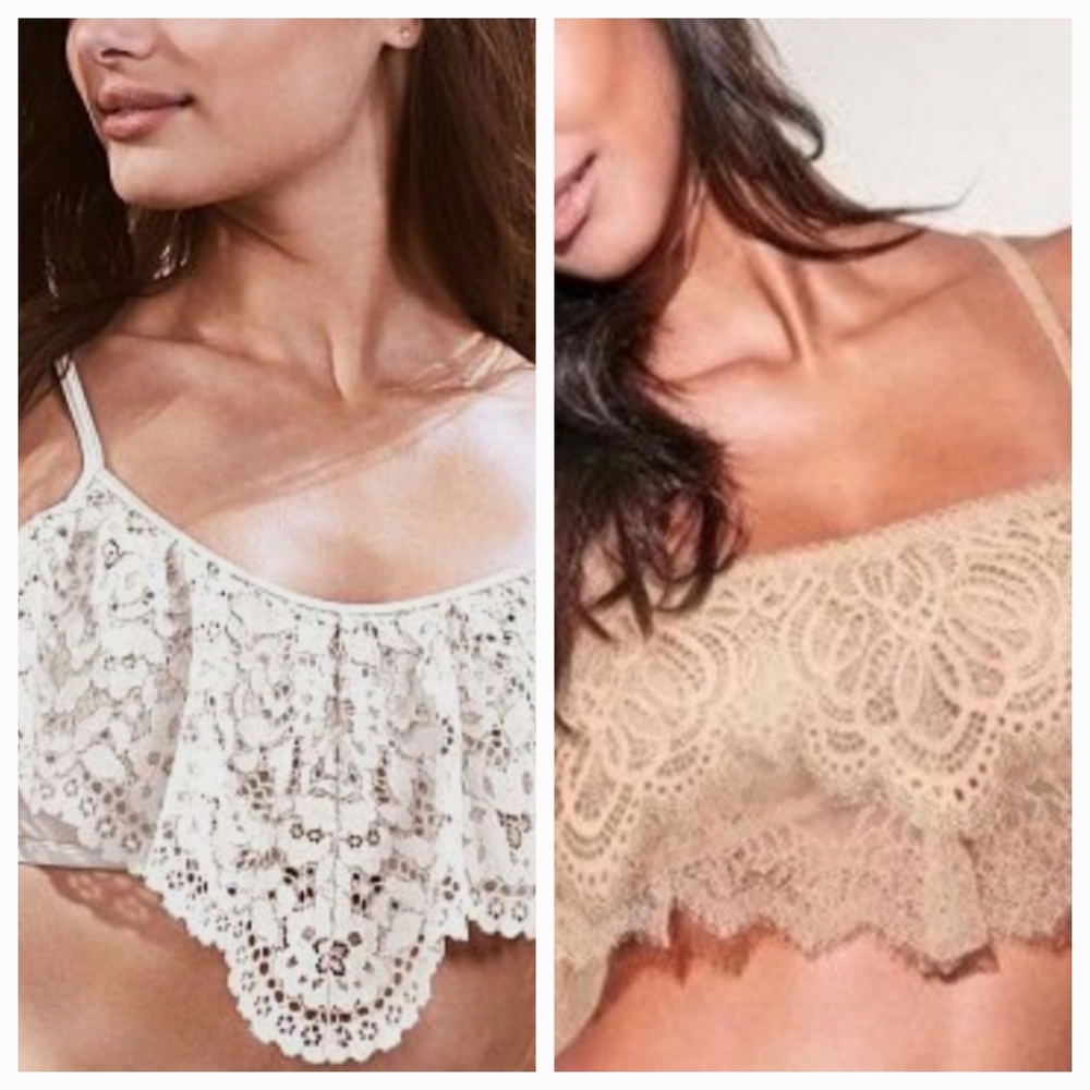 2 Victoria's Secret dream Angels bralette bra bras lace size XS flounce lace